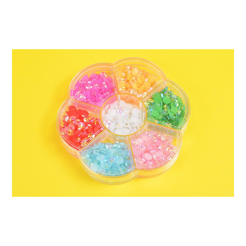 Estuche En Forma De Flor Con 7 Glitter Strass Gibre Para Uñas Nail Art - Imagen 3