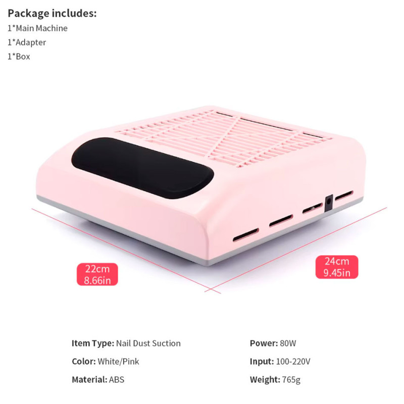 Extractor Para Polvo De Uñas Manicura Y Pedicura 80w Succión - Imagen 4