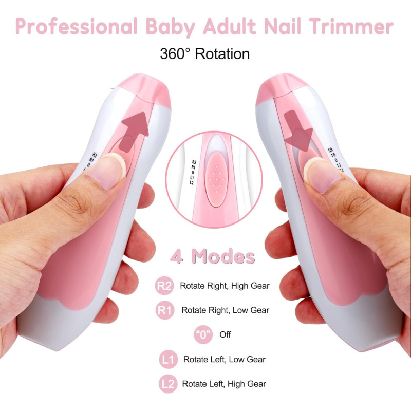 Torno Lima Para Uñas Cortador Eléctrico Para Bebes Con Luz - Imagen 6