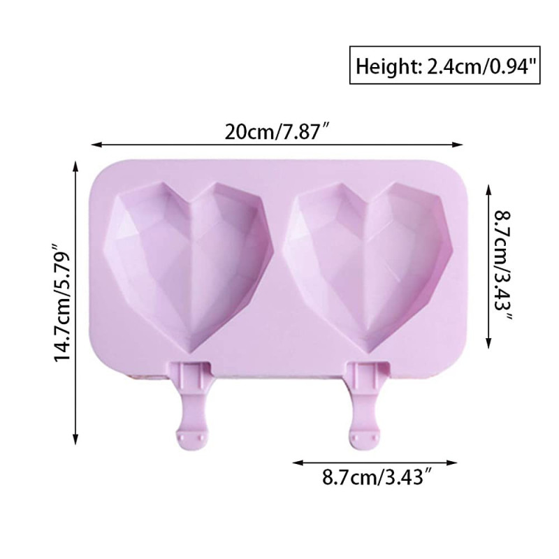 Molde De Silicona Corazon Diamante Para Palito Paleta Helado - Imagen 6