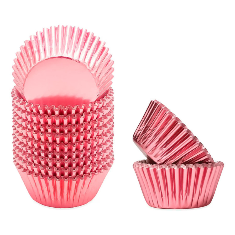 Pirotines Metalizados Para Cupcakes Y Muffins Bombon X100 - Imagen 2
