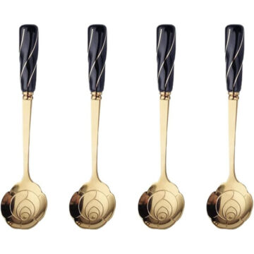 Alternative view of Cucharitas De Té X6 Unidades Cuchara Dorada Forma De Rosa Con