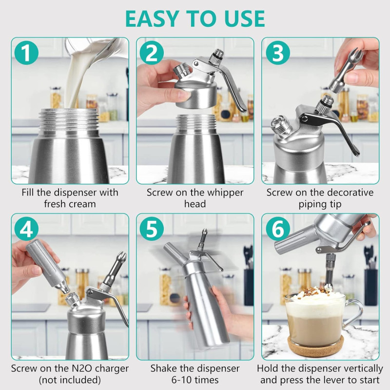Dispensador de crema Sifon batida 500 ml Acero Inoxidable 3 - Imagen 5