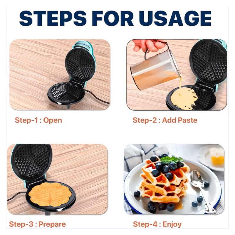 Wafflera 700Watts 5 Waffles En Forma De - Imagen 3