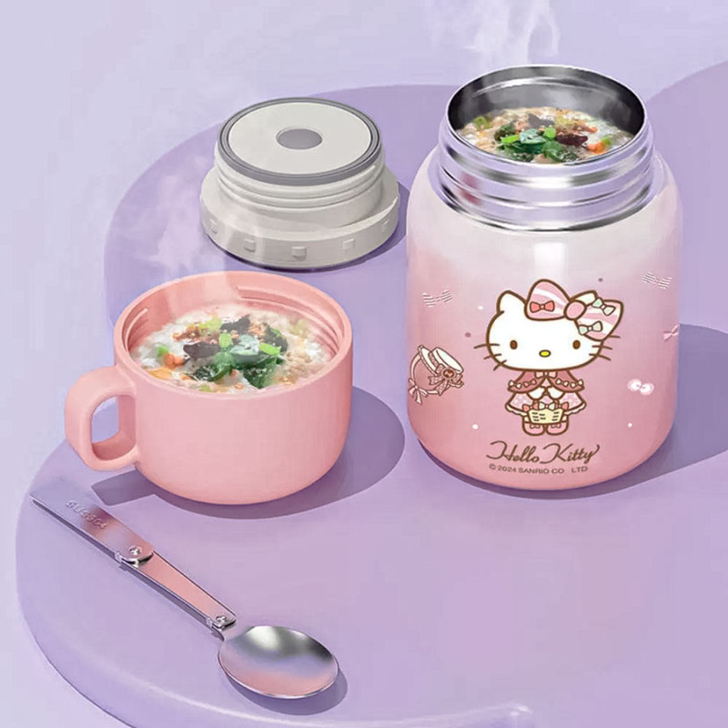 Termo Vianda 500ml Con Cuchara Y Taza Personajes De - Imagen 2