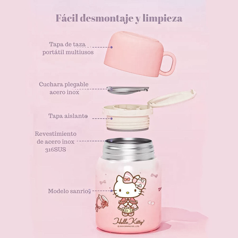 Termo Vianda 500ml Con Cuchara Y Taza Personajes De - Imagen 3