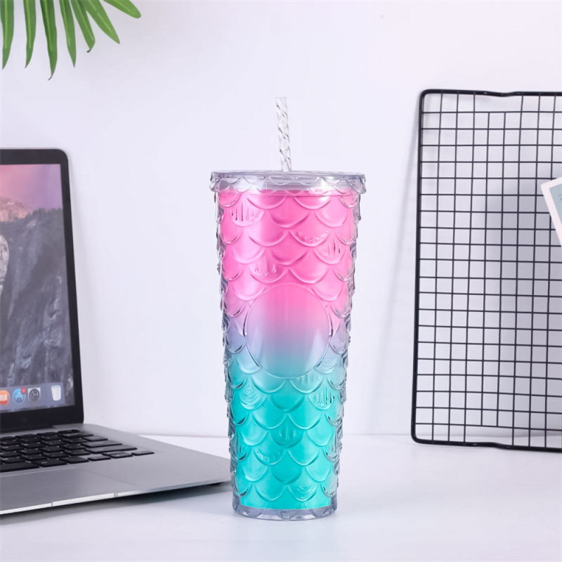 Vaso Acrílico Con Tapa Hermetica Y Sorbete 720ml Diseño - Imagen 4