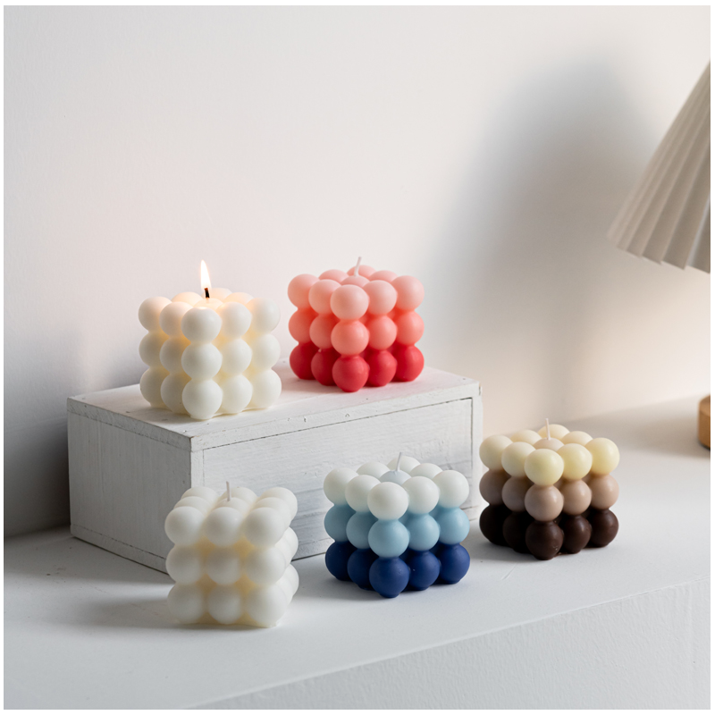 Molde de Silicona Cubo Cuadrados Burbujas Velas X7 - Imagen 2