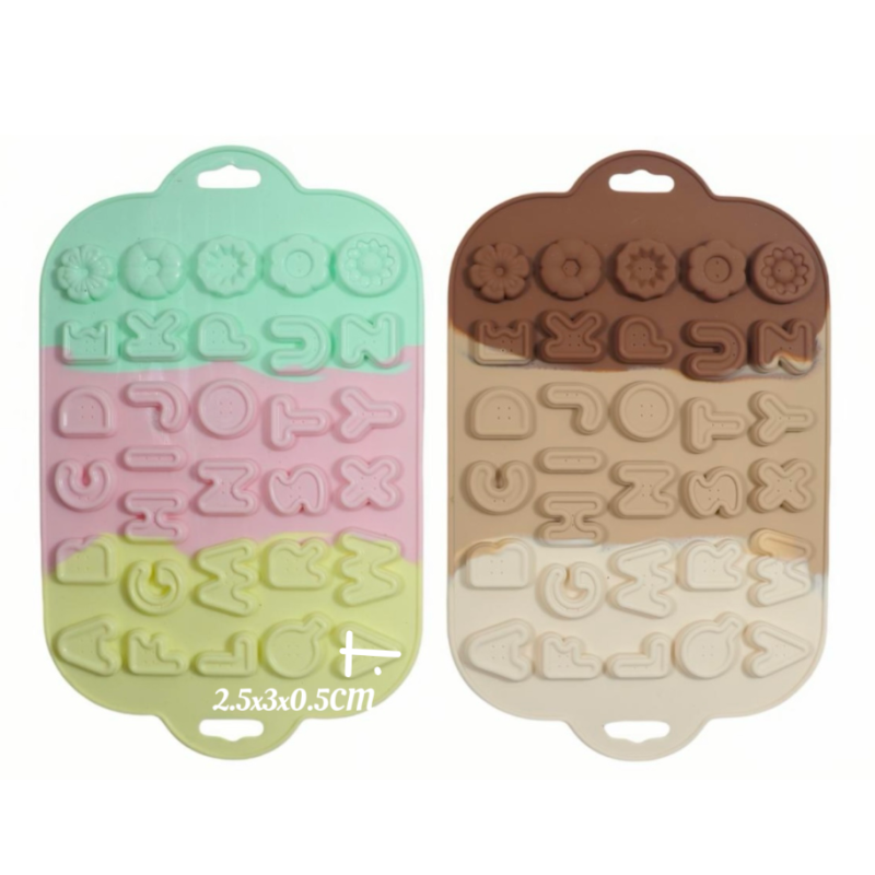 Molde de Silicona Botones Letras Abc Flores x31 Chocolate - Imagen 3