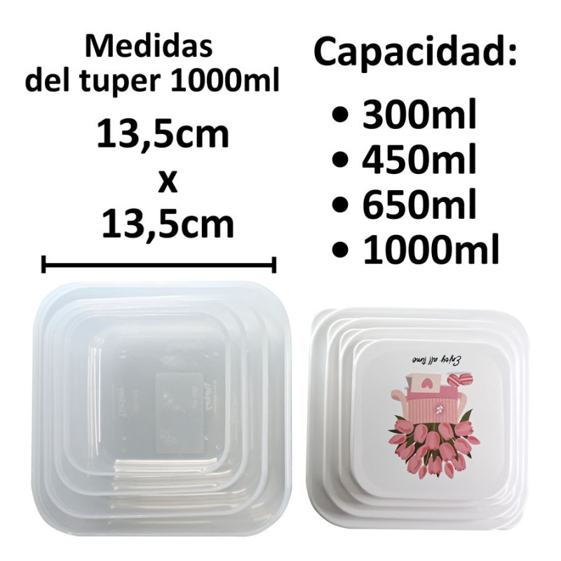 Taper Hermetico De Plastico Cocina Y Uso Diario X4 - Imagen 3