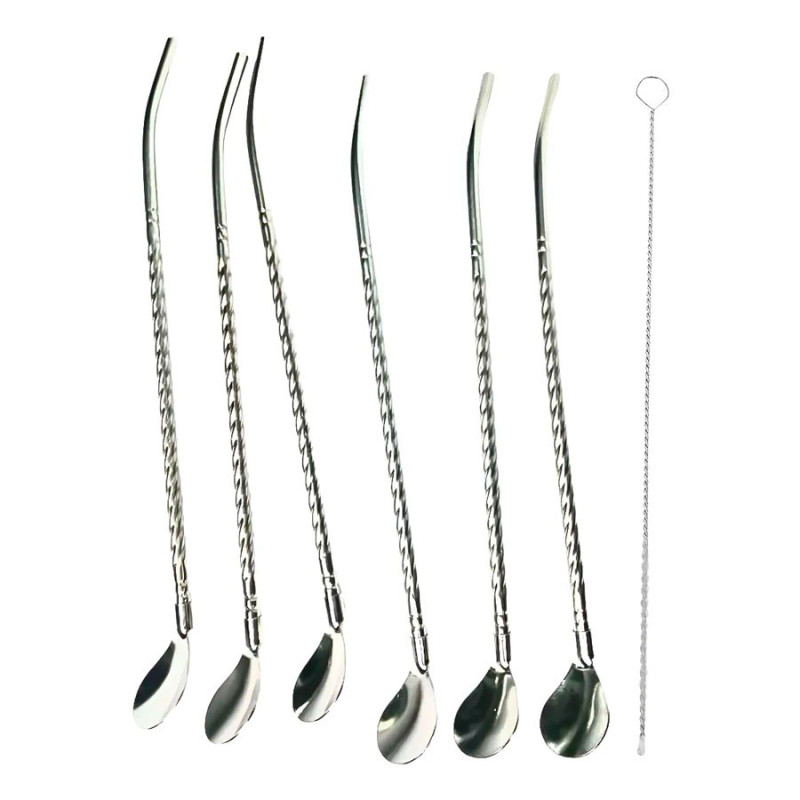 Cucharas De Coctel Con Sorbete Acero Inoxidable Y Limpiador 22cm - Imagen 6