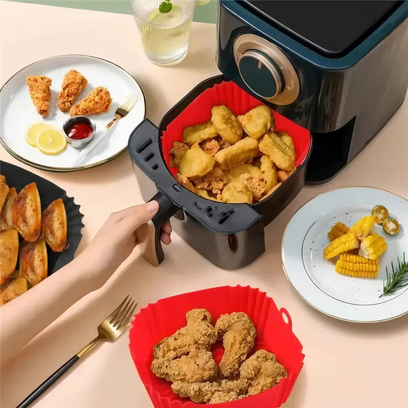 Molde Bandeja De Silicona Cuadrada 20cm Para Freidora - Imagen 2