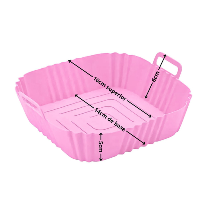 Molde Bandeja De Silicona Cuadrada 20cm Para Freidora - Imagen 3