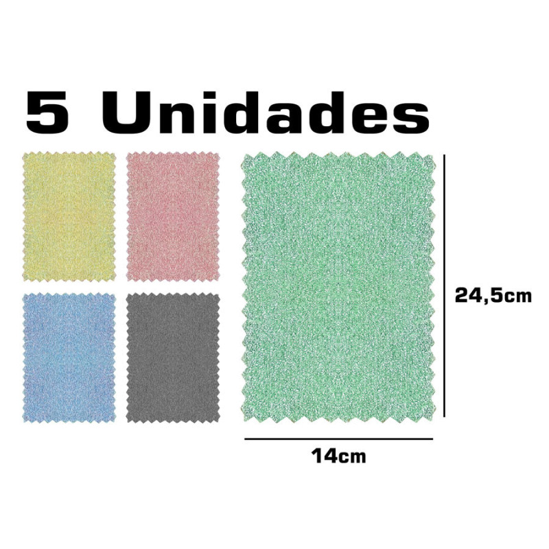Paño Franela De Poliester Lado Acero Y Lado Suave Limpieza X5 - Imagen 3