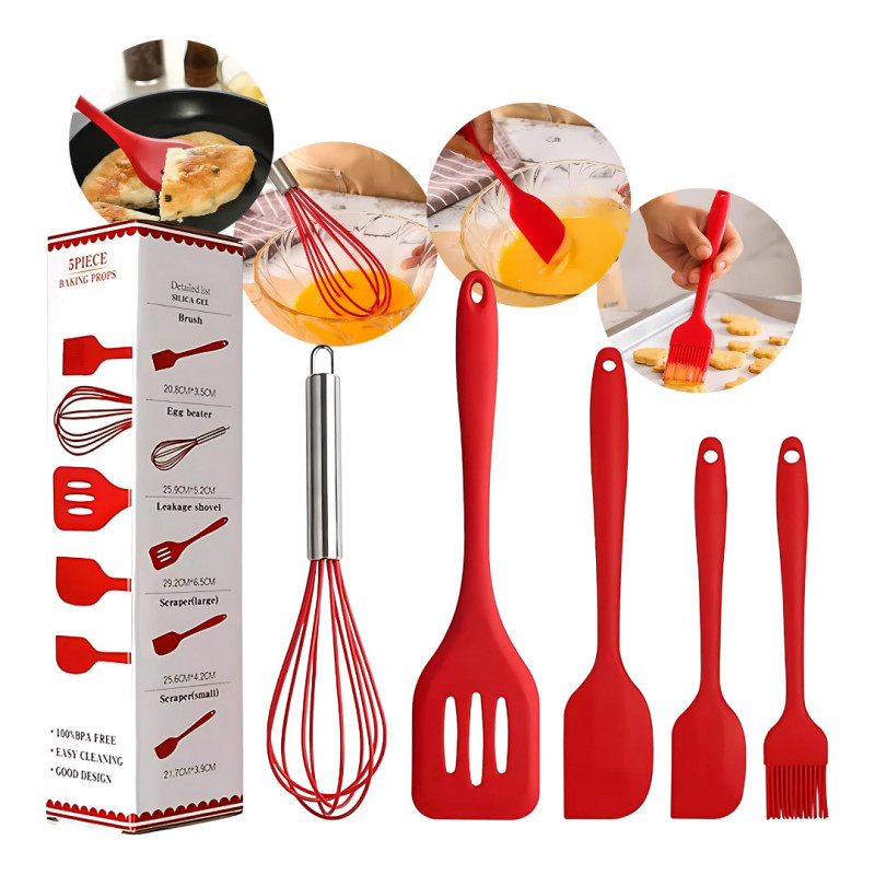 Utensilios De Silicona Cocina Juego 5 Piezas Espatulas Brocha Y - Imagen 2