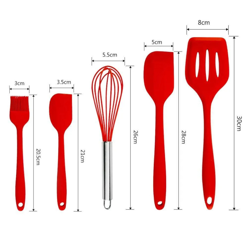 Utensilios De Silicona Cocina Juego 5 Piezas Espatulas Brocha Y - Imagen 3