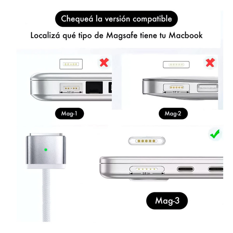 Cable Magnetico 2 Metros Compatible Con Macbook USB-C A - Imagen 4