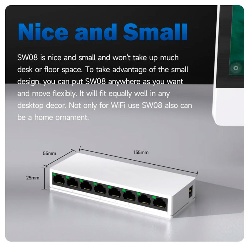 Switch 8 Puertos Red Lan Internet Ethernet Rj45 - Imagen 5
