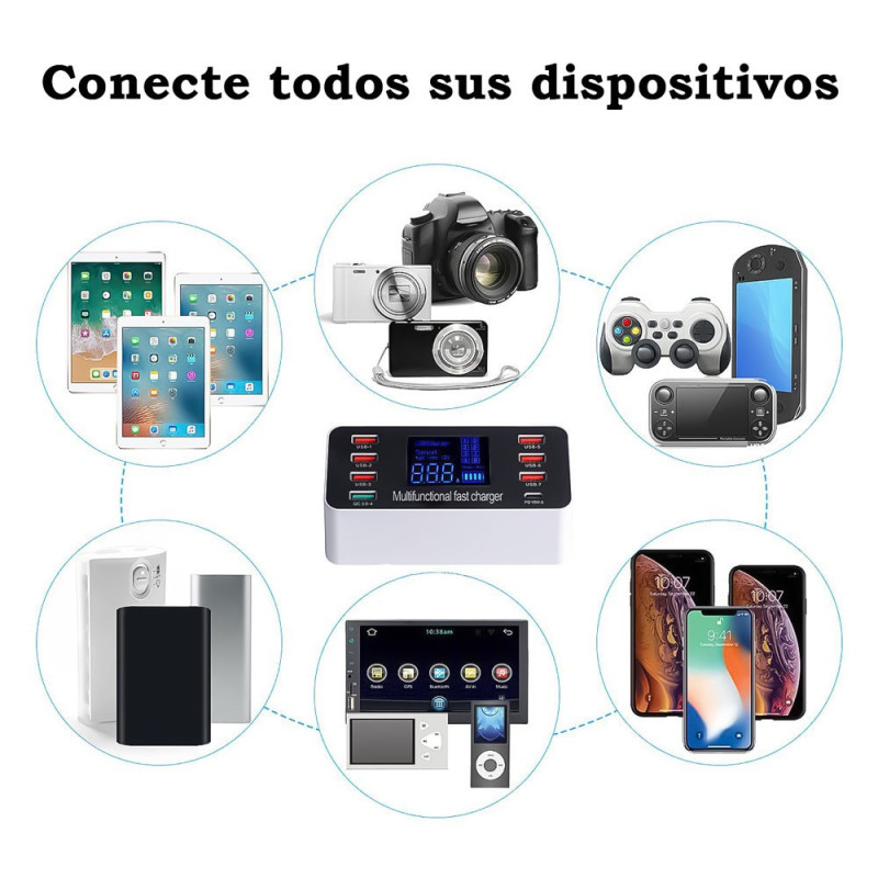 Zapatilla Inteligente 40w Carga Rapida 8 Puertos USB Y Tipo-C - Imagen 4
