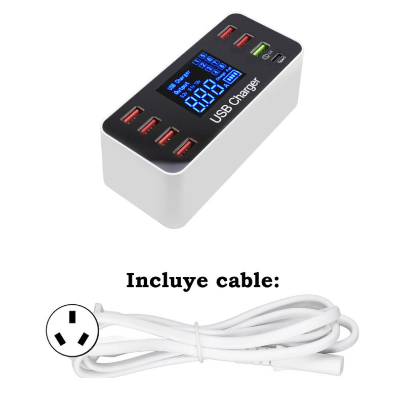Zapatilla Inteligente 40w Carga Rapida 8 Puertos USB Y Tipo-C - Imagen 6