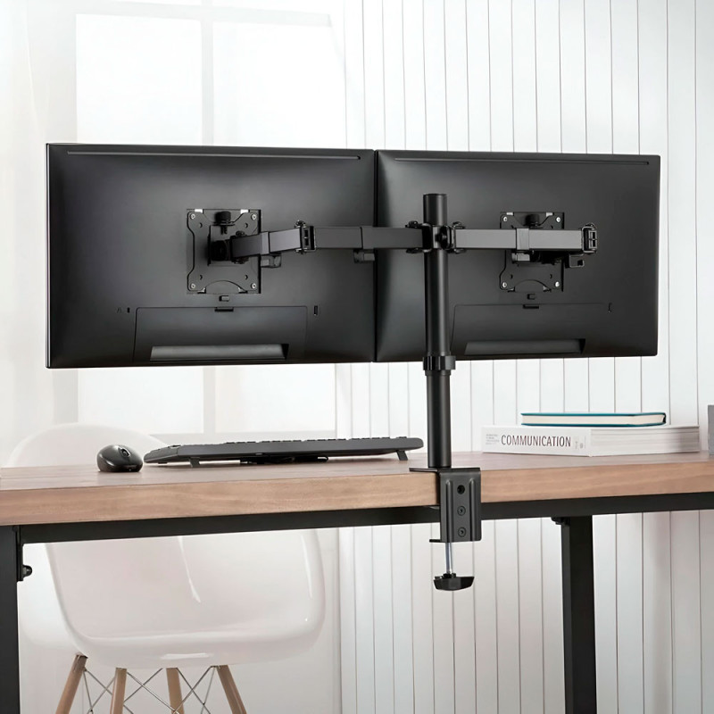 Soporte Universal Mesa Brazo Doble Para 2 Monitores 13" - - Imagen 2
