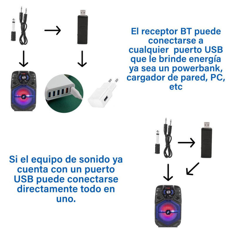 Microfono Inalambrico A Pilas Coneccion USB Cable Plug 3.5mm - Imagen 10