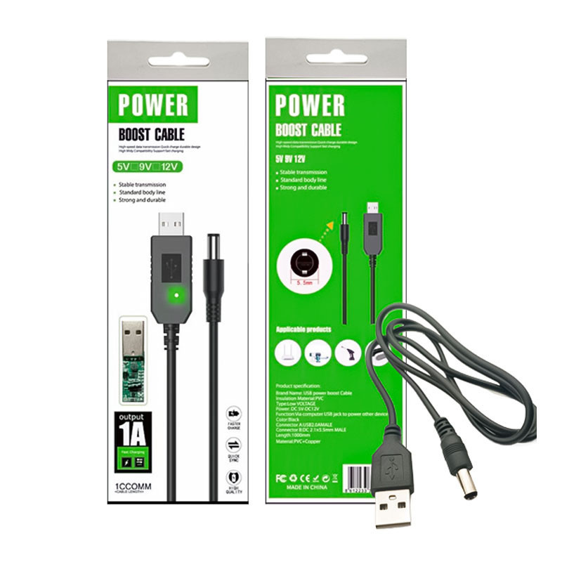 Cable USB BOOST 1A Pin Macho 5.5mm*2.1mm Conversor 5V A - Imagen 3