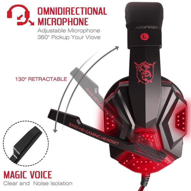 Auricular Gamer Para PS4 o PC Microfono Luz Led - Imagen 3