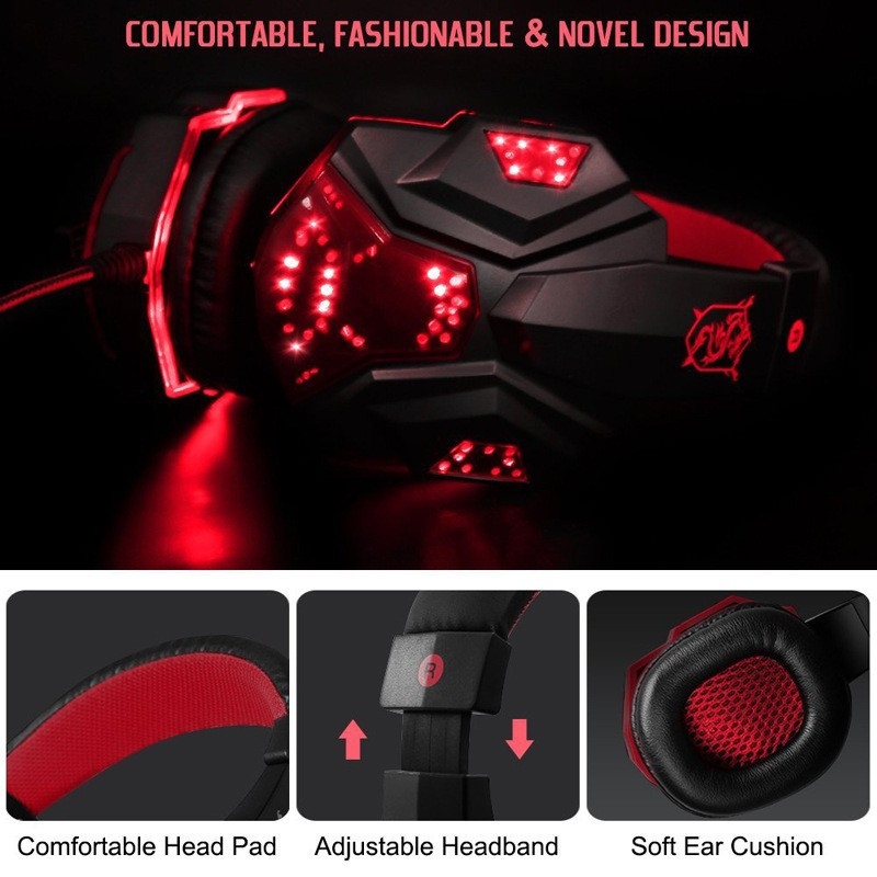 Auricular Gamer Para PS4 o PC Microfono Luz Led - Imagen 5