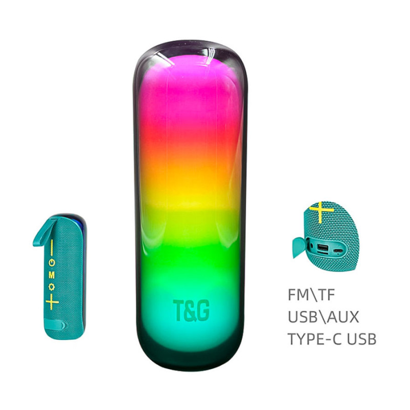 Parlante TWS Recargable Con Leds RGB Entrada TF Auxiliar Y USB - Imagen 4