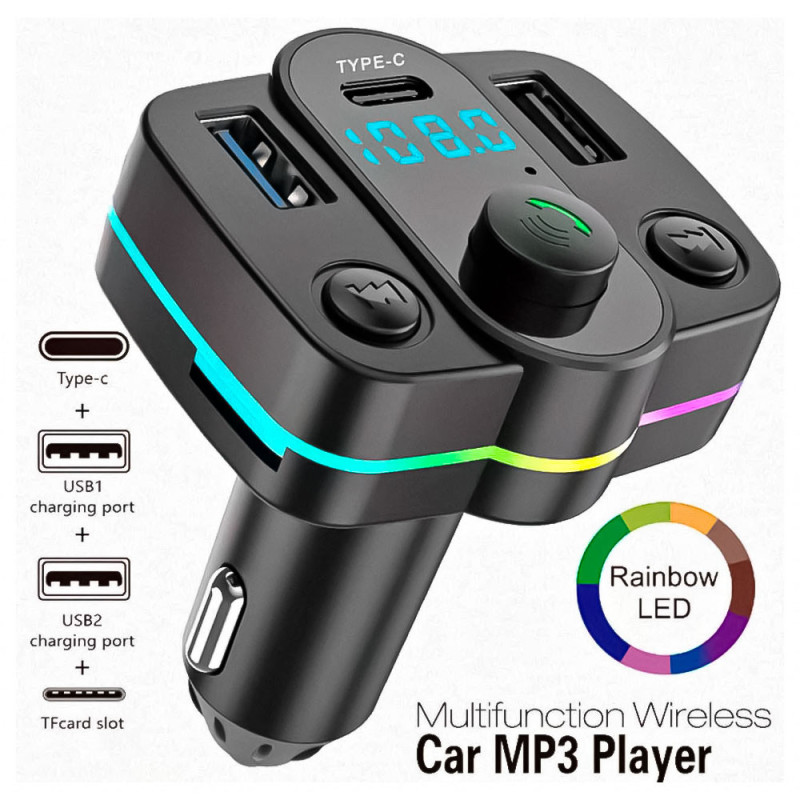 Transmisor FM MP3 Multifunción Para Coche Con Bluetooth y LED - Imagen 3