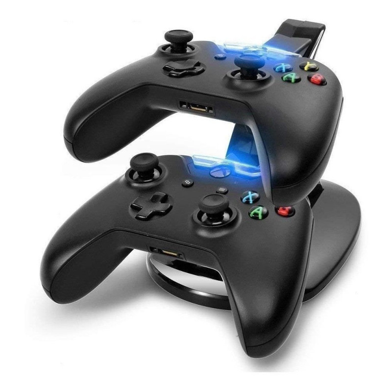 Base Cargador Soporte Doble Joystick Xbox One Juegos - Imagen 7