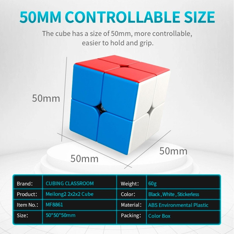 Cubo Moyu 2x2x2 Stickerless Speedcube Cubo Rubik Dos Por Dos - Imagen 3