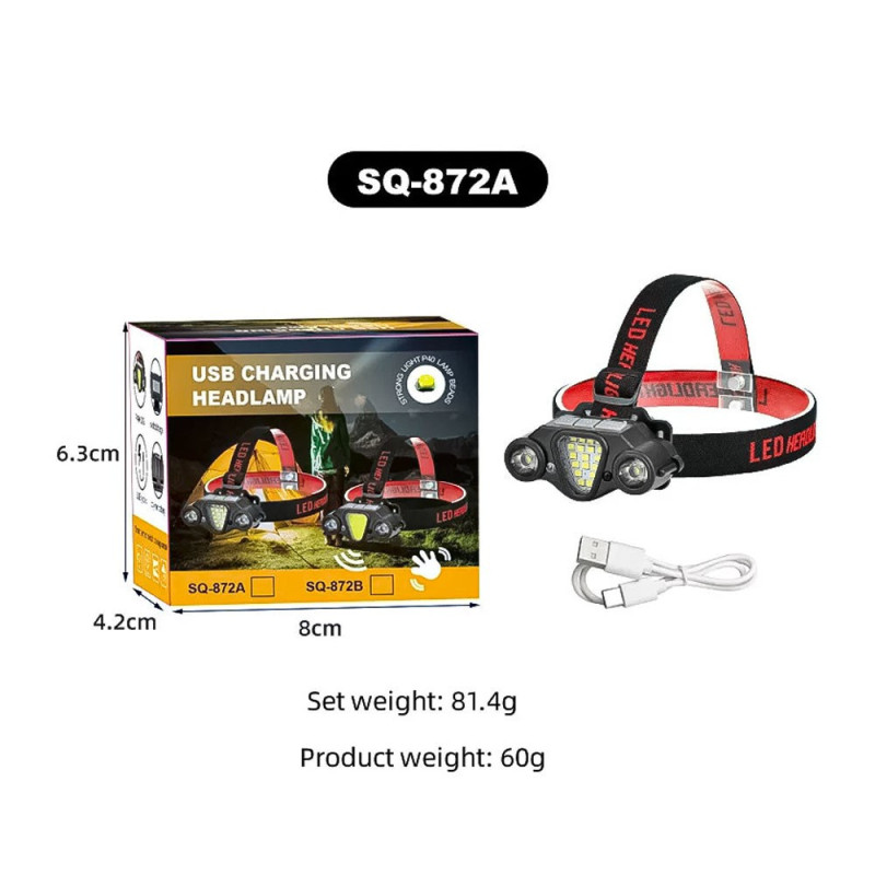 Linterna Vincha Minero 4 Modos Led Cob Recargable Usb Tipo - Imagen 3