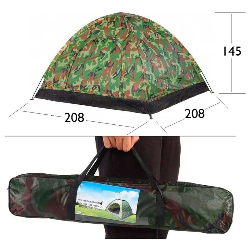 Carpa Camuflada 4 Personas Camping Iglu 208x208x145cm - Imagen 4
