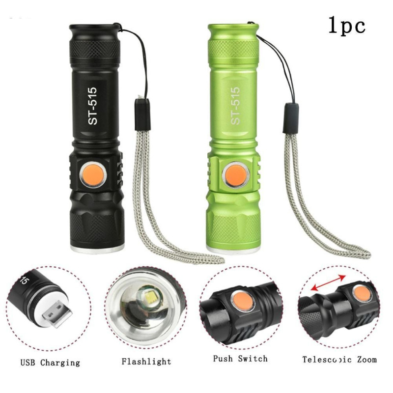 Linterna Metalica Tactica Led Recargable Por Usb Con - Imagen 3