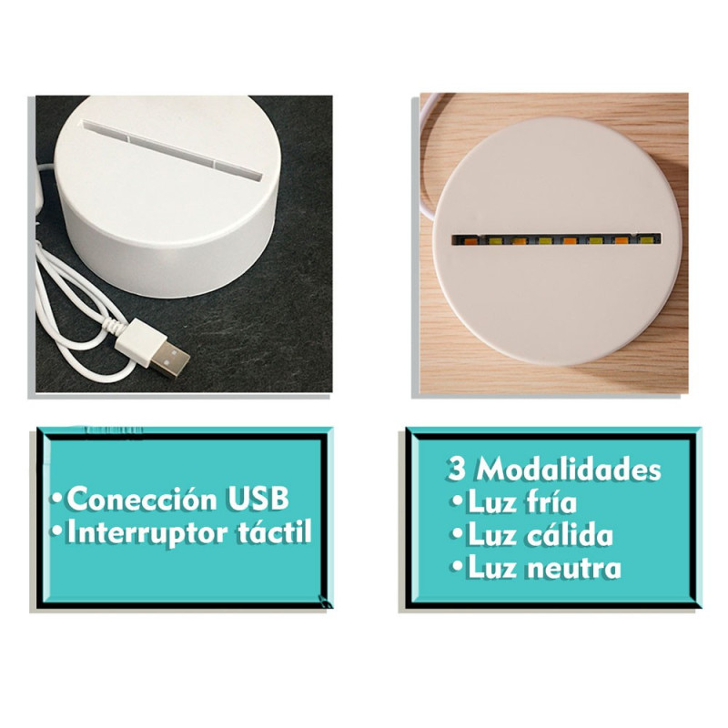 Lampara Velador Led 3D De Escritorio Conección USB 3 - Imagen 11