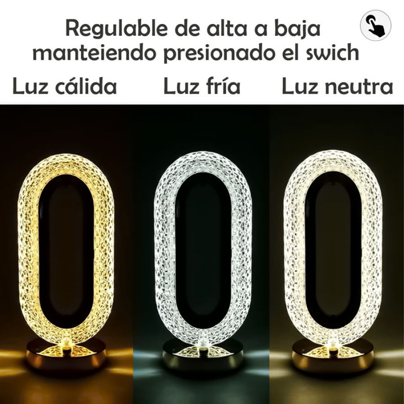 Velador Elegante De Cristal Luz De Mesita/Escritorio Con - Imagen 4