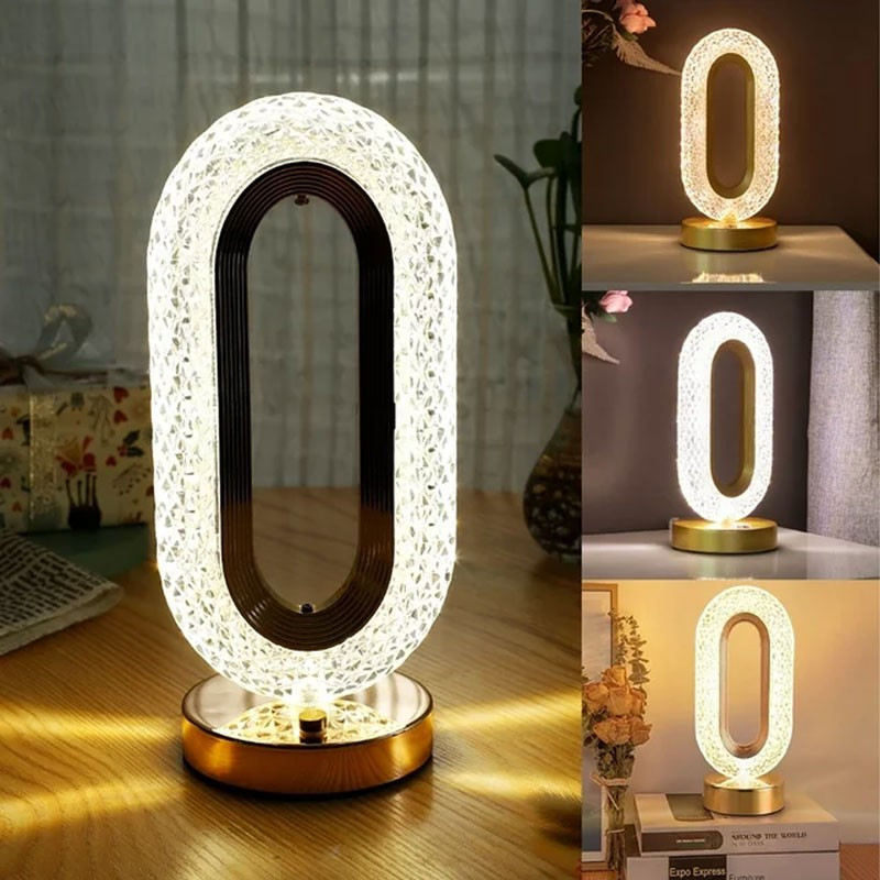 Velador Elegante De Cristal Luz De Mesita/Escritorio Con - Imagen 5