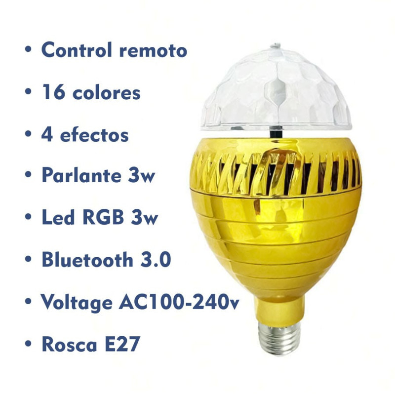 Foco Parlante Luz LED RGB Bombilla Discoteca Luces Y Sonido - Imagen 4