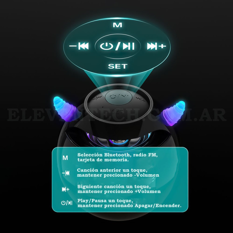 Despertador De Cabecera Diablo Parlante Bluetooth Radio FM - Imagen 3