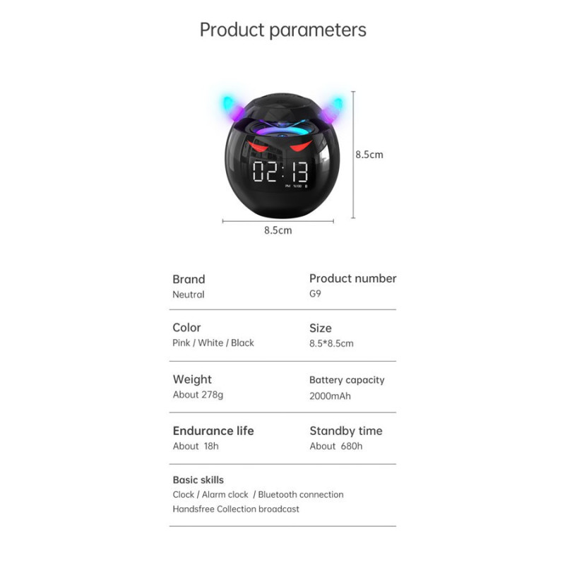 Despertador De Cabecera Diablo Parlante Bluetooth Radio FM - Imagen 6