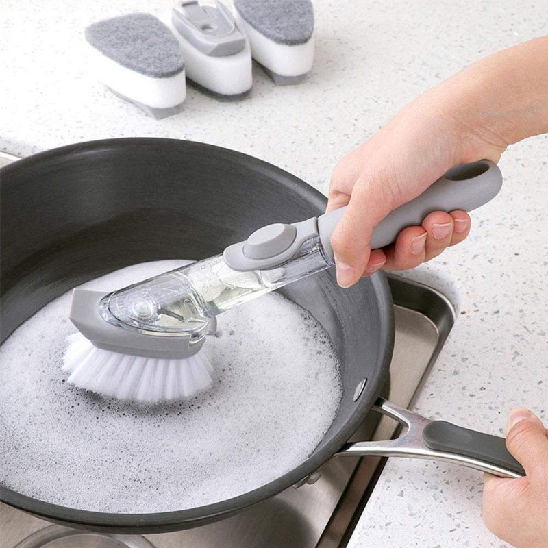 Cepillo De Cocina Limpiador Lavaplatos Con Dispenser - Imagen 2