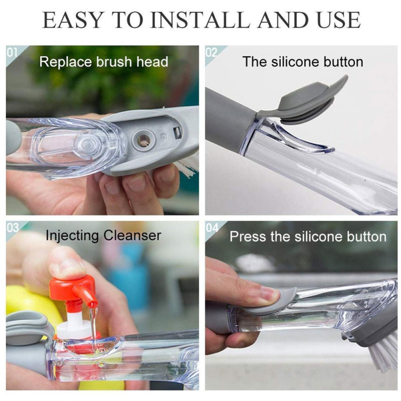 Cepillo De Cocina Limpiador Lavaplatos Con Dispenser - Imagen 3