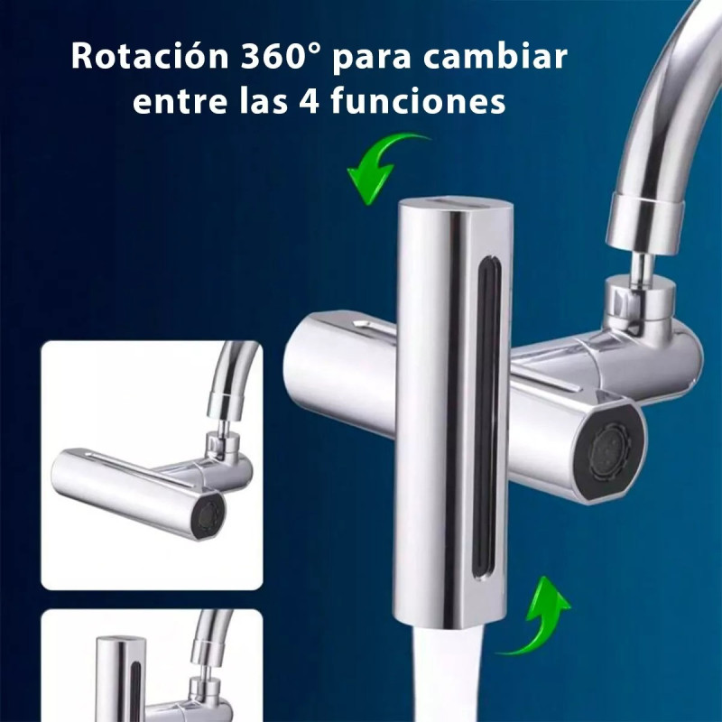 Canilla Adaptador Extensión De Grifo Giratorio 360° 4 Tipo De - Imagen 3