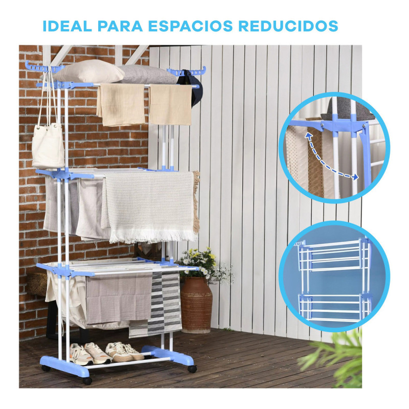 Tender Vertical Para Ropa Con Ruedas Plegable 3 - Imagen 3
