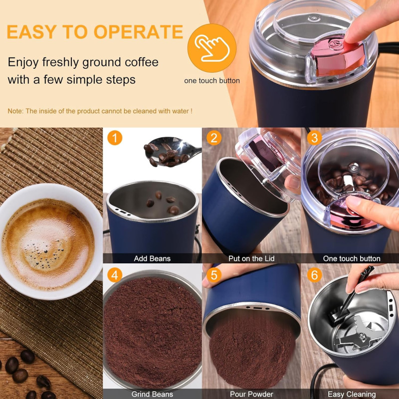 Molino Eléctrico de Café Portátil 150W 220V Acero Inoxidable – - Imagen 3