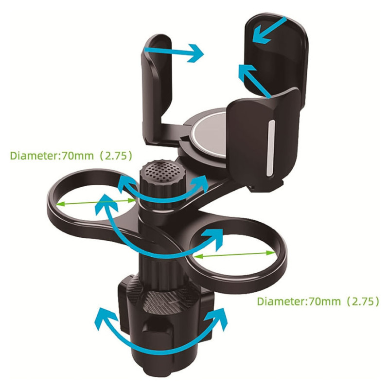 Soporte De Auto Para 2 Vasos Celular Y Vaso Grande - Imagen 4