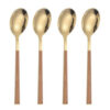 4 Cucharas De Acero Inoxidable Color Dorado Mango Plastico