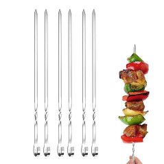 6 Brochetas Pinchos Anticucho Acero Para Barbacoa Parrilla Asado